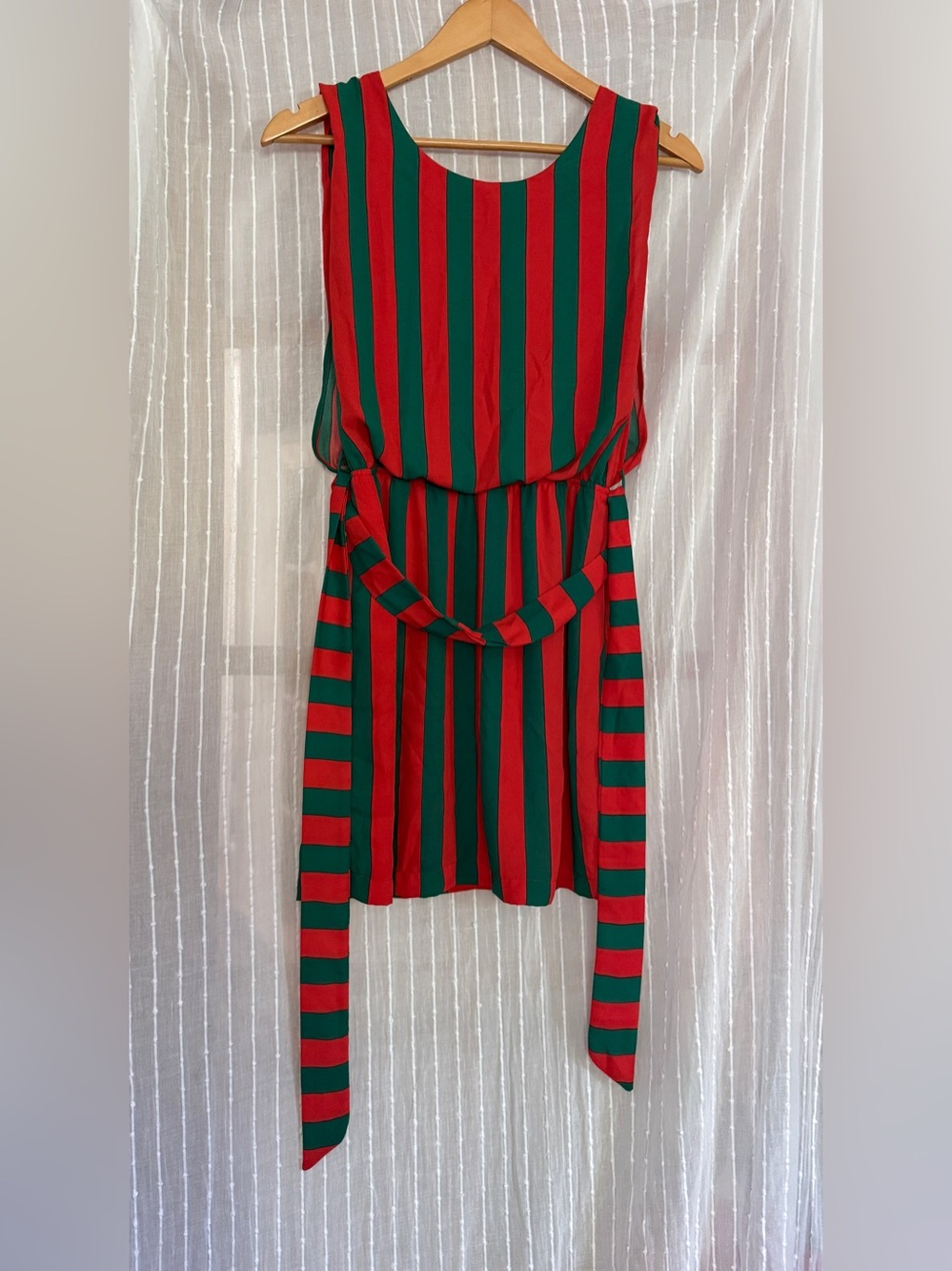 Vintage Monaco Red and Green Vertical Stripe Dress